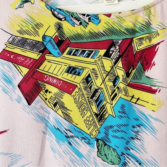 Anthropologie Tiny | Postcard Wrap Tie Tank Top Golden Gate Bridge Pink Small - Picture 5 of 9